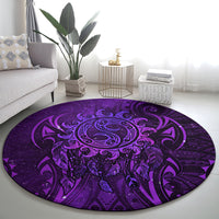 New Zealand Dream Catcher Round Carpet Maori Koru Pattern Purple Version LT05 - Polynesian Pride