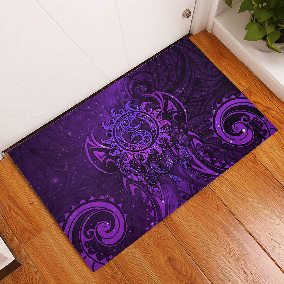 New Zealand Dream Catcher Rubber Doormat Maori Koru Pattern Purple Version LT05 Purple - Polynesian Pride