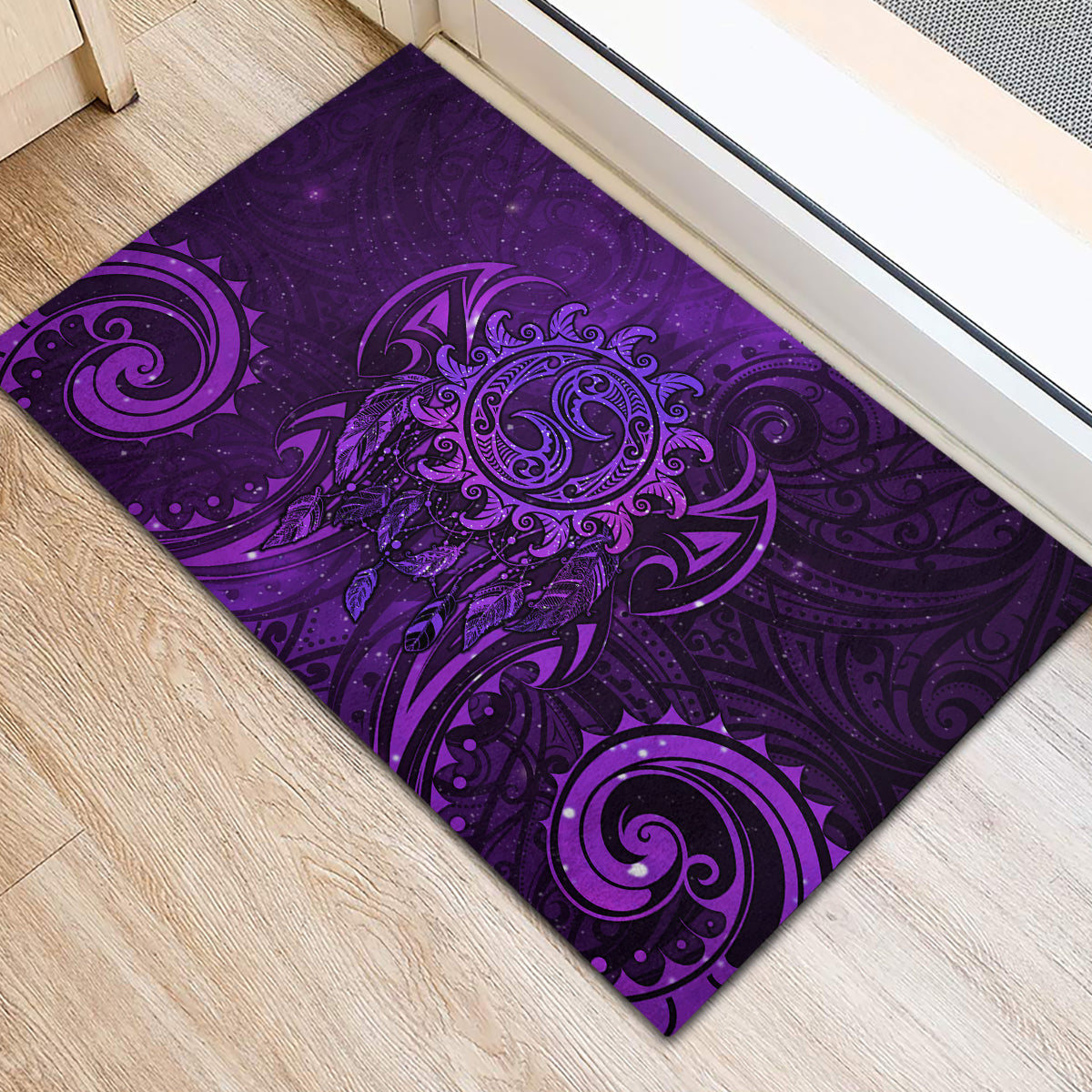 New Zealand Dream Catcher Rubber Doormat Maori Koru Pattern Purple Version LT05 - Polynesian Pride