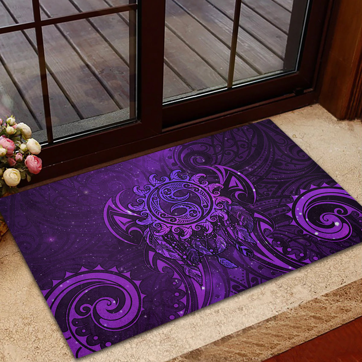 New Zealand Dream Catcher Rubber Doormat Maori Koru Pattern Purple Version LT05 - Polynesian Pride