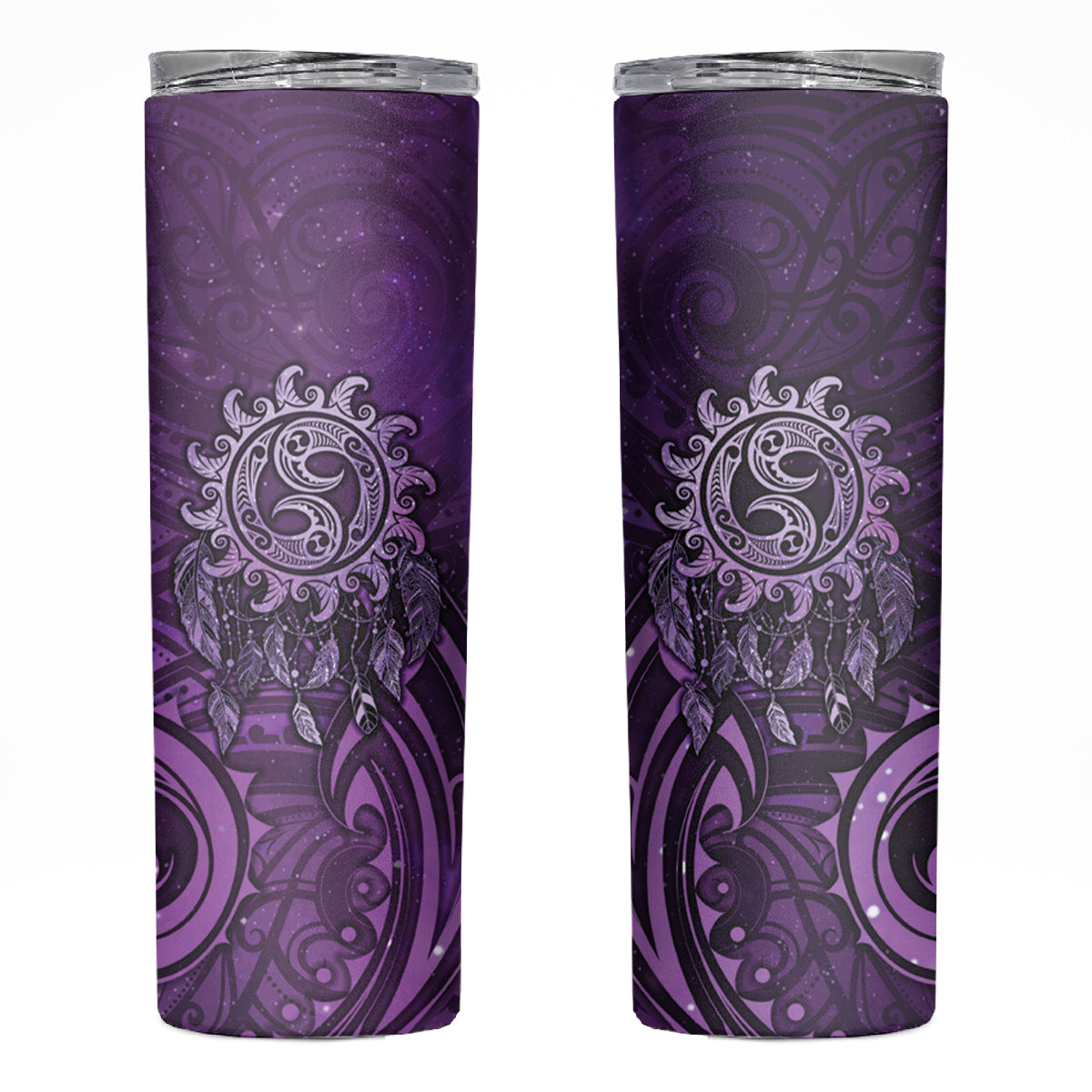 New Zealand Dream Catcher Skinny Tumbler Maori Koru Pattern Purple Version LT05 Purple - Polynesian Pride