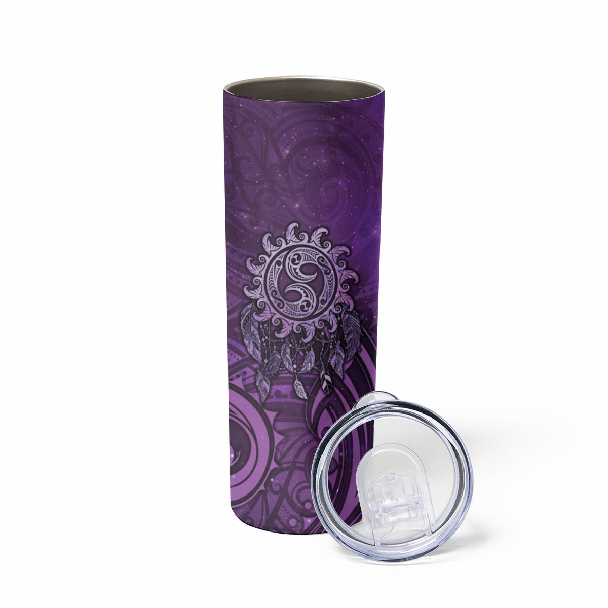 New Zealand Dream Catcher Skinny Tumbler Maori Koru Pattern Purple Version LT05 - Polynesian Pride
