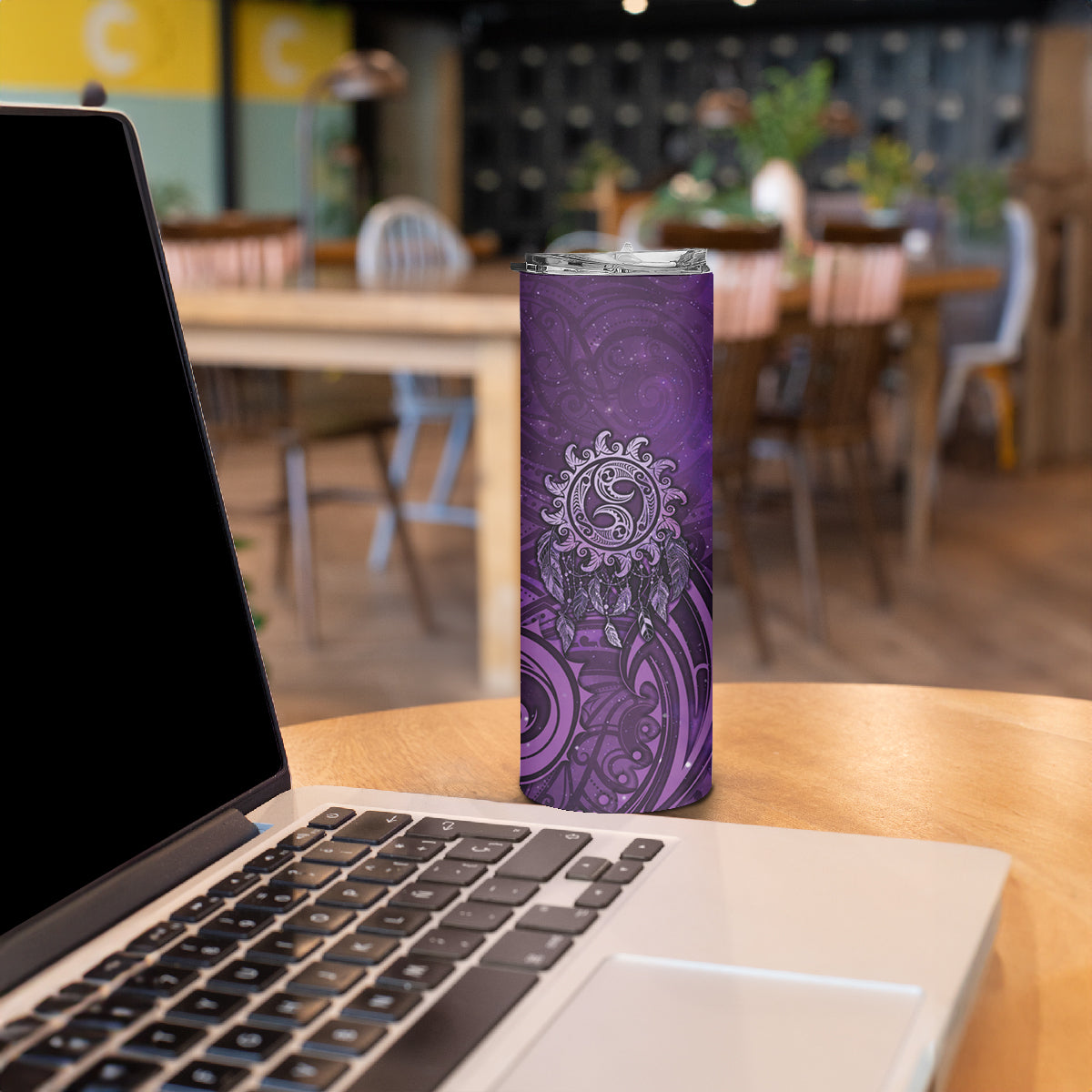 New Zealand Dream Catcher Skinny Tumbler Maori Koru Pattern Purple Version LT05 - Polynesian Pride