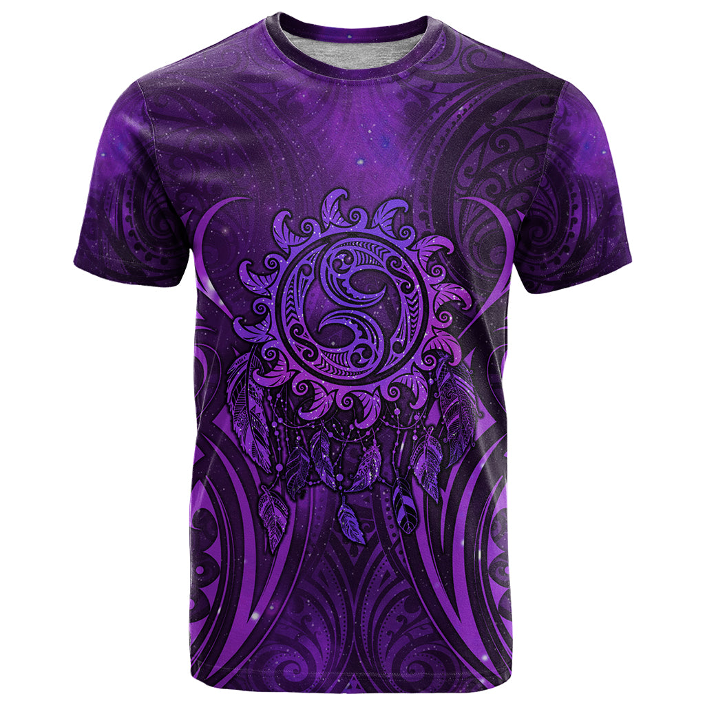 New Zealand Dream Catcher T Shirt Maori Koru Pattern Purple Version LT05 Purple - Polynesian Pride