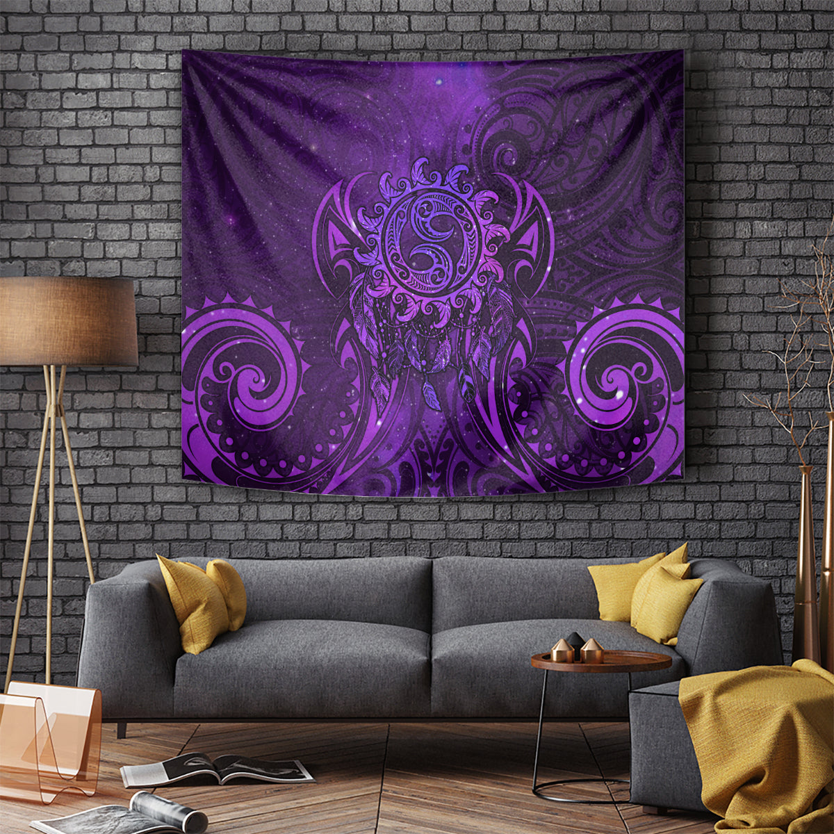 New Zealand Dream Catcher Tapestry Maori Koru Pattern Purple Version LT05 - Polynesian Pride