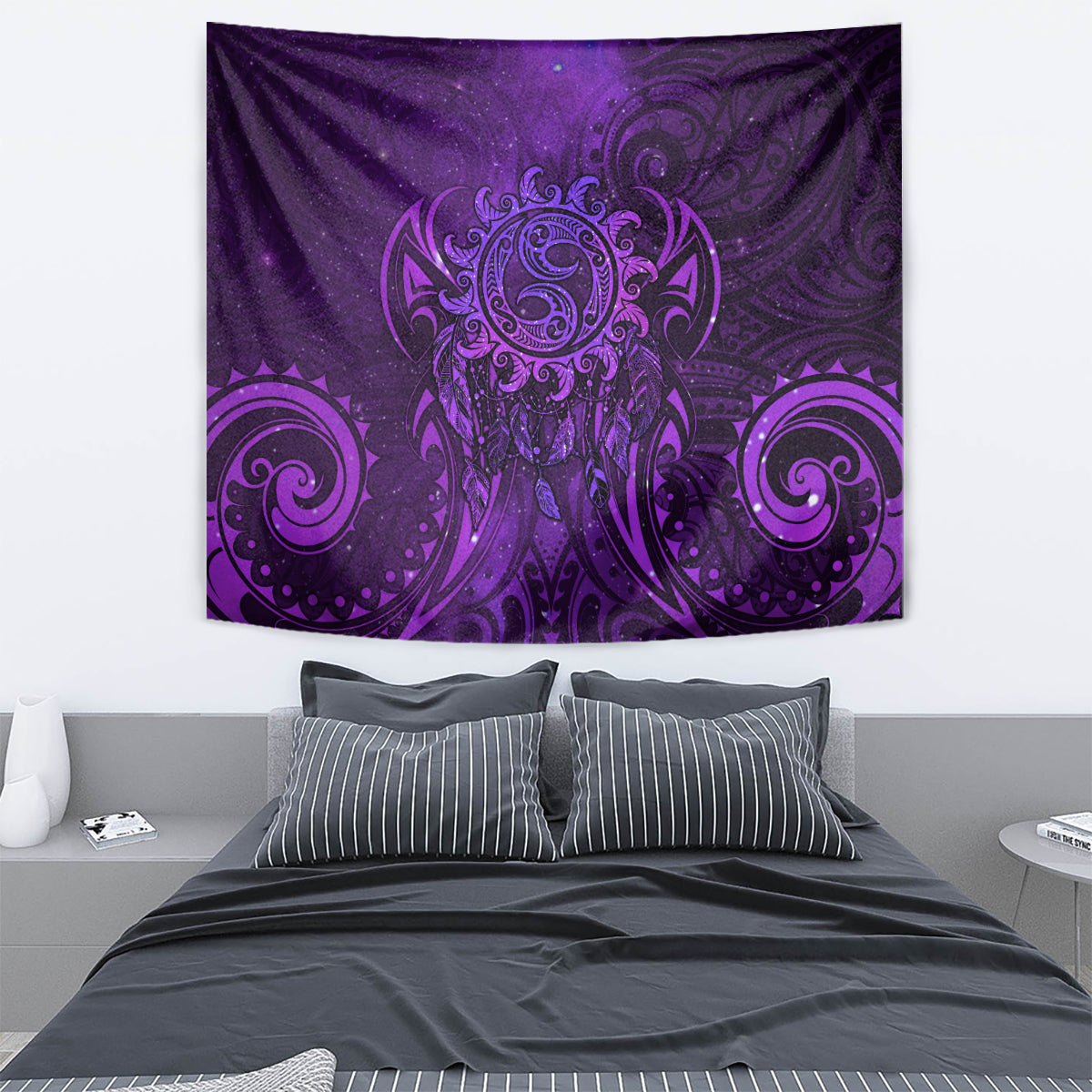 New Zealand Dream Catcher Tapestry Maori Koru Pattern Purple Version LT05 - Polynesian Pride