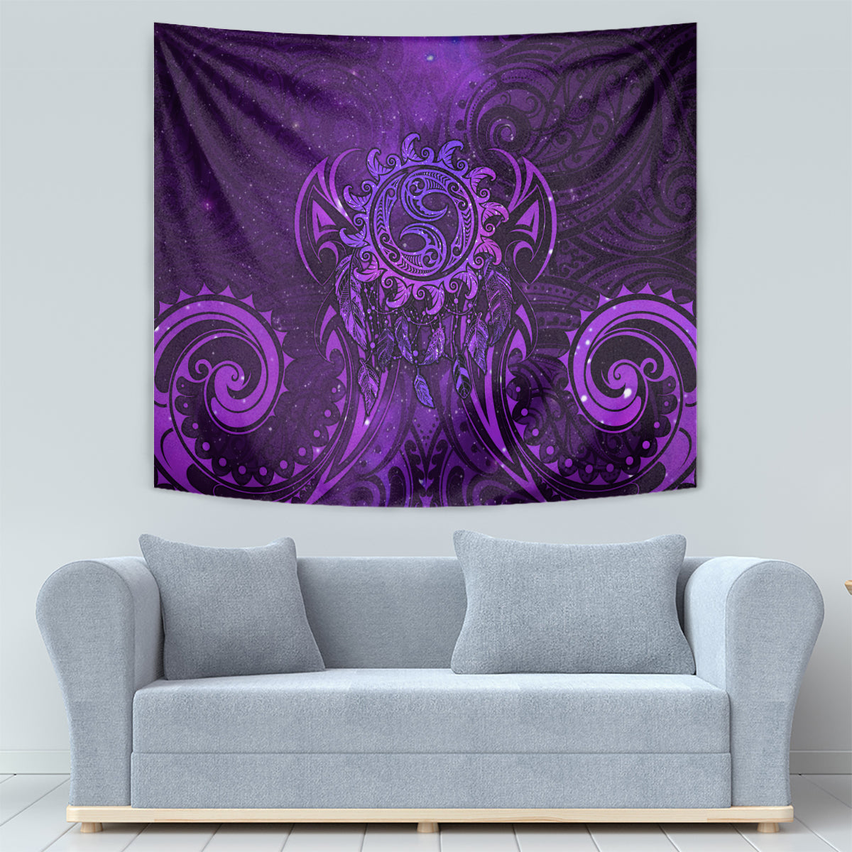 New Zealand Dream Catcher Tapestry Maori Koru Pattern Purple Version LT05 - Polynesian Pride