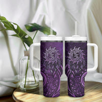 New Zealand Dream Catcher Tumbler With Handle Maori Koru Pattern Purple Version LT05 - Polynesian Pride