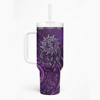 New Zealand Dream Catcher Tumbler With Handle Maori Koru Pattern Purple Version LT05 - Polynesian Pride