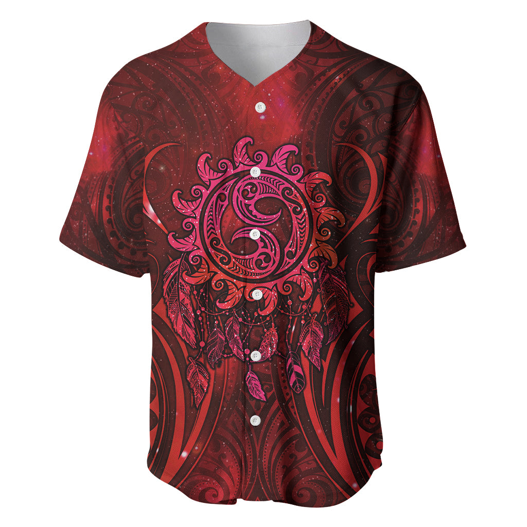 New Zealand Dream Catcher Baseball Jersey Maori Koru Pattern Red Version LT05 Red - Polynesian Pride