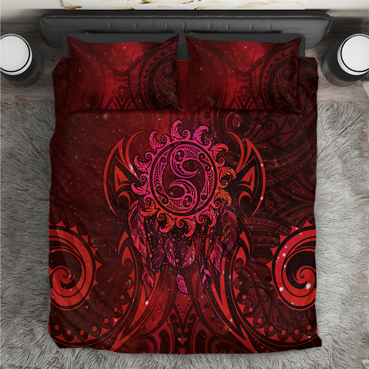 New Zealand Dream Catcher Bedding Set Maori Koru Pattern Red Version LT05 Red - Polynesian Pride