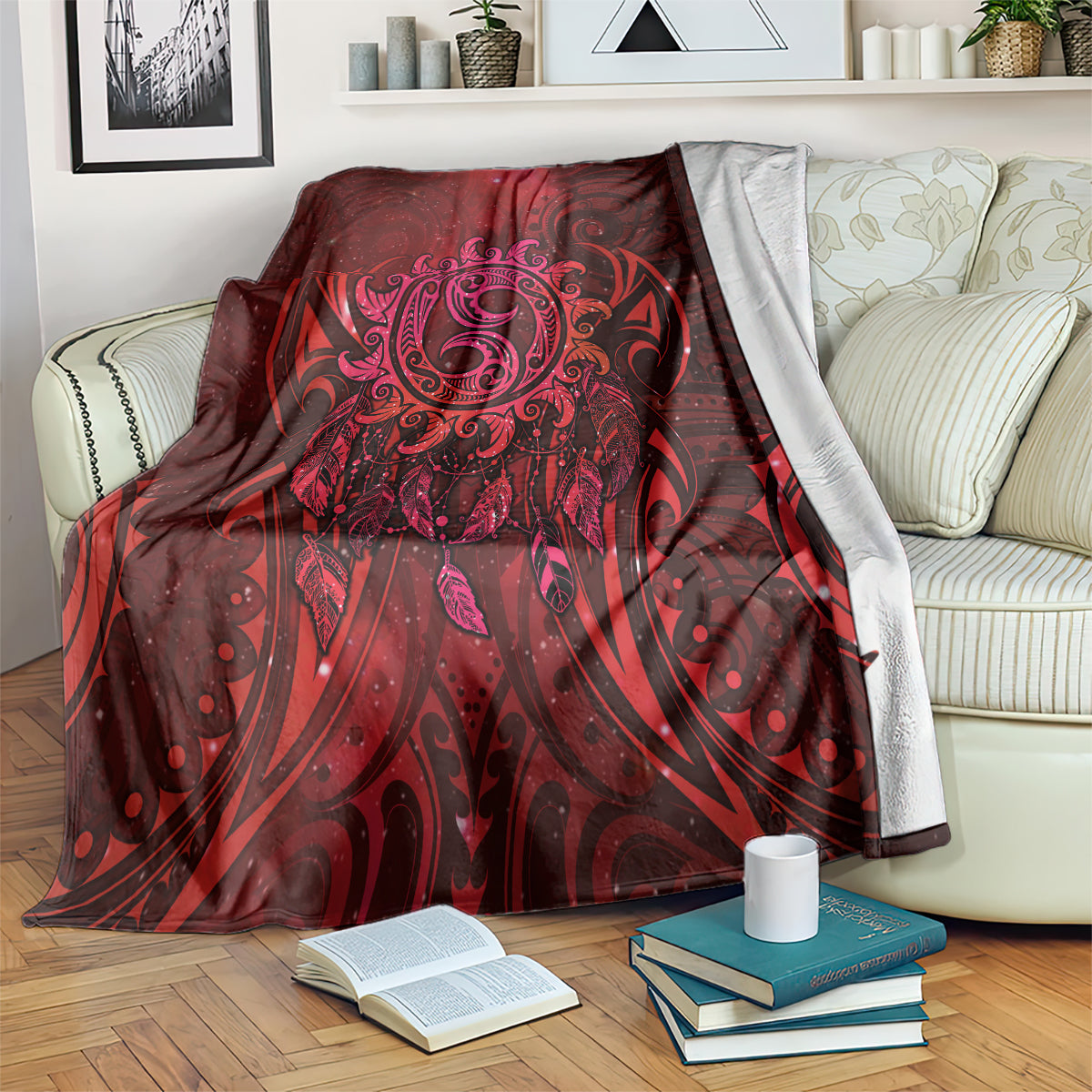 New Zealand Dream Catcher Blanket Maori Koru Pattern Red Version LT05 Red - Polynesian Pride