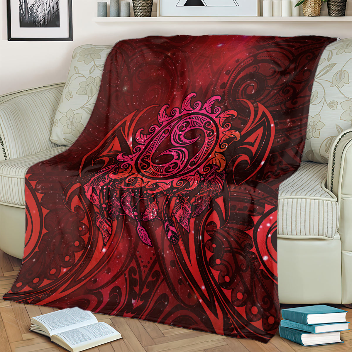 New Zealand Dream Catcher Blanket Maori Koru Pattern Red Version LT05 - Polynesian Pride