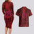 New Zealand Dream Catcher Couples Matching Long Sleeve Bodycon Dress and Hawaiian Shirt Maori Koru Pattern Red Version