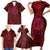 New Zealand Dream Catcher Family Matching Short Sleeve Bodycon Dress and Hawaiian Shirt Maori Koru Pattern Red Version