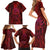 New Zealand Dream Catcher Family Matching Short Sleeve Bodycon Dress and Hawaiian Shirt Maori Koru Pattern Red Version