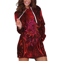 New Zealand Dream Catcher Hoodie Dress Maori Koru Pattern Red Version LT05 Red - Polynesian Pride