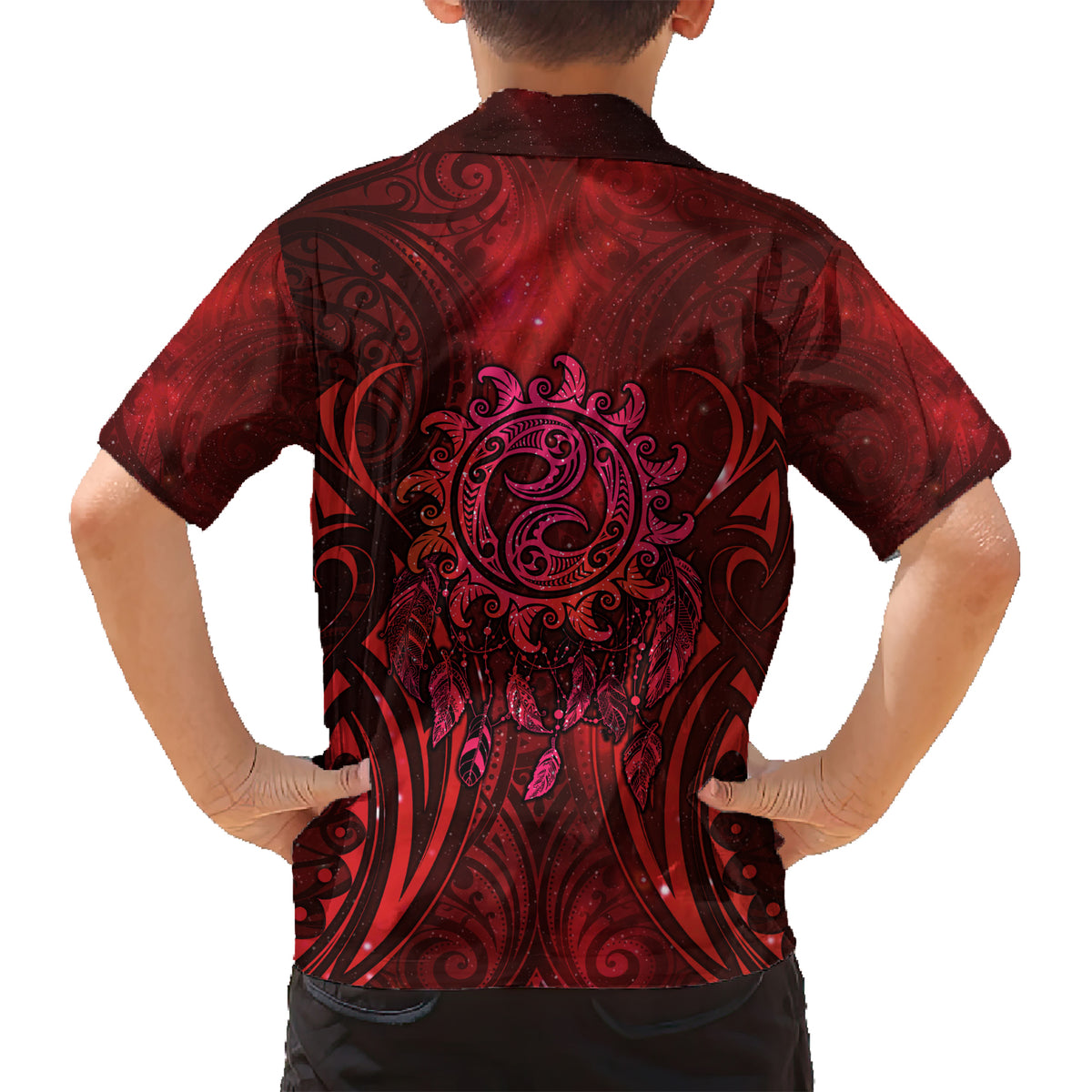 New Zealand Dream Catcher Kid Hawaiian Shirt Maori Koru Pattern Red Version LT05 - Polynesian Pride