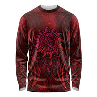 New Zealand Dream Catcher Long Sleeve Shirt Maori Koru Pattern Red Version LT05 Unisex Red - Polynesian Pride