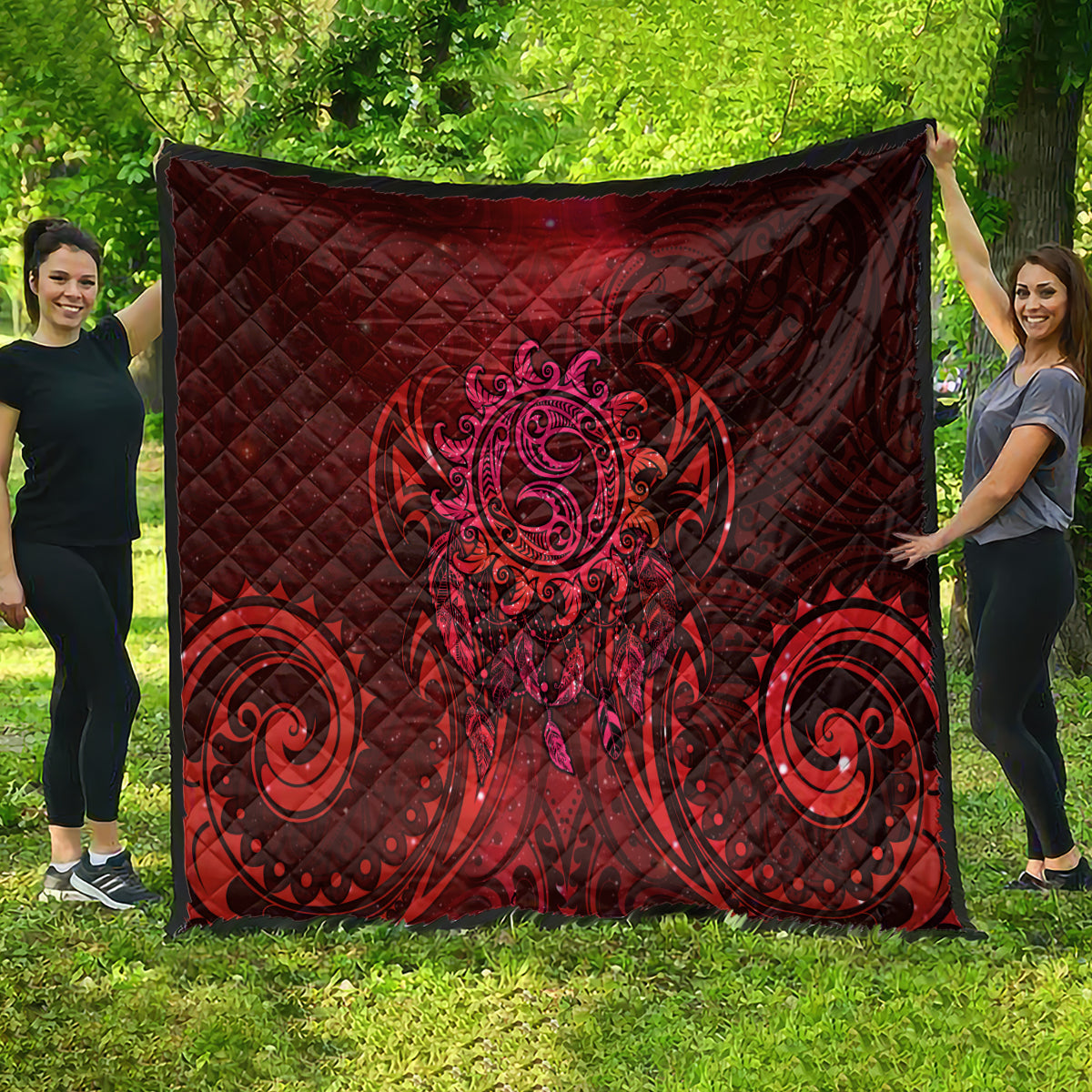 New Zealand Dream Catcher Quilt Maori Koru Pattern Red Version LT05 - Polynesian Pride