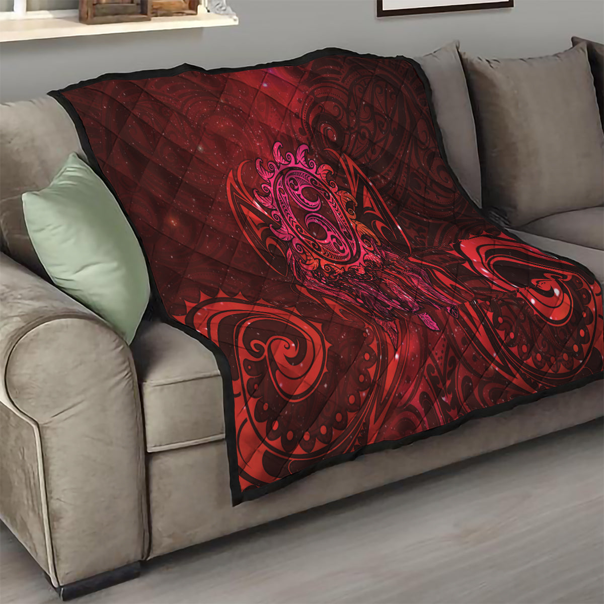 New Zealand Dream Catcher Quilt Maori Koru Pattern Red Version LT05 - Polynesian Pride