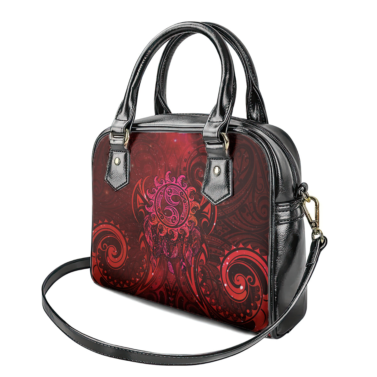 New Zealand Dream Catcher Shoulder Handbag Maori Koru Pattern Red Version LT05 - Polynesian Pride