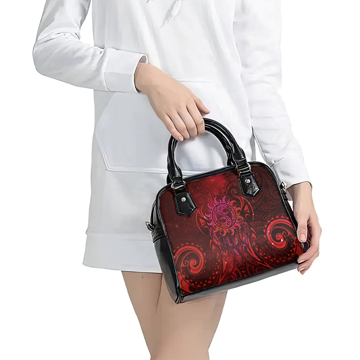 New Zealand Dream Catcher Shoulder Handbag Maori Koru Pattern Red Version LT05 - Polynesian Pride