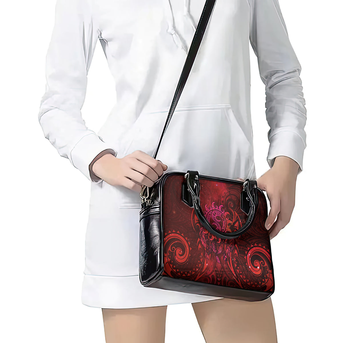 New Zealand Dream Catcher Shoulder Handbag Maori Koru Pattern Red Version LT05 - Polynesian Pride