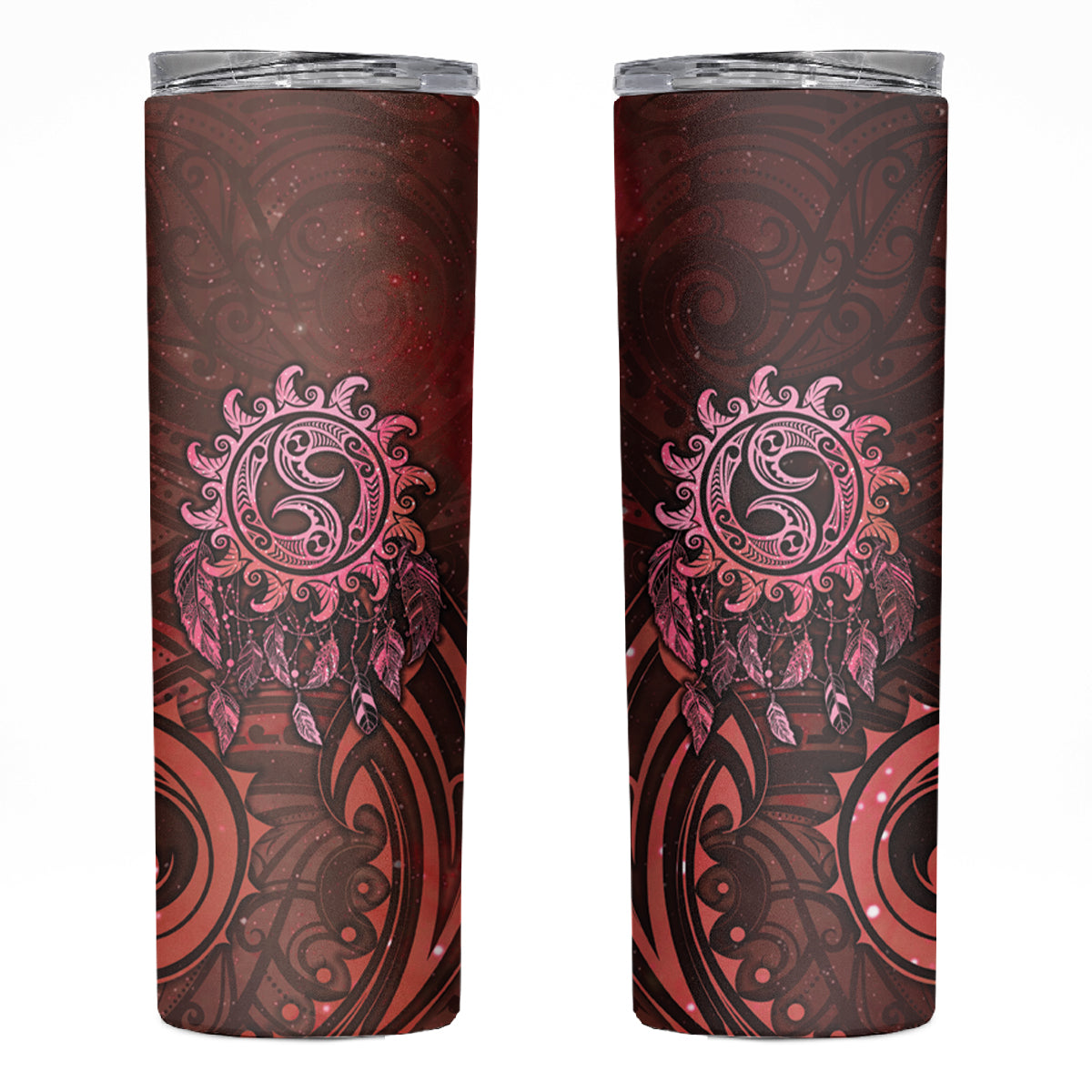New Zealand Dream Catcher Skinny Tumbler Maori Koru Pattern Red Version LT05 Red - Polynesian Pride