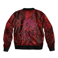 New Zealand Dream Catcher Sleeve Zip Bomber Jacket Maori Koru Pattern Red Version LT05 - Polynesian Pride