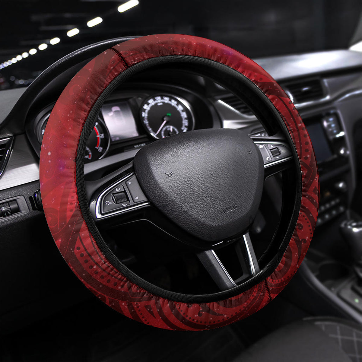 New Zealand Dream Catcher Steering Wheel Cover Maori Koru Pattern Red Version