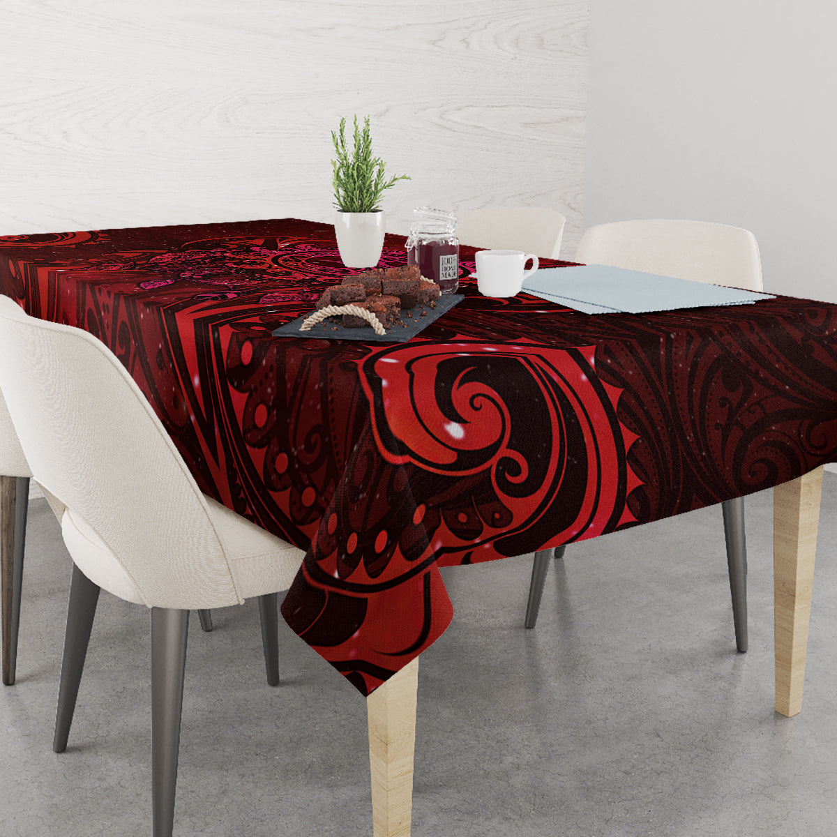 New Zealand Dream Catcher Tablecloth Maori Koru Pattern Red Version LT05 - Polynesian Pride