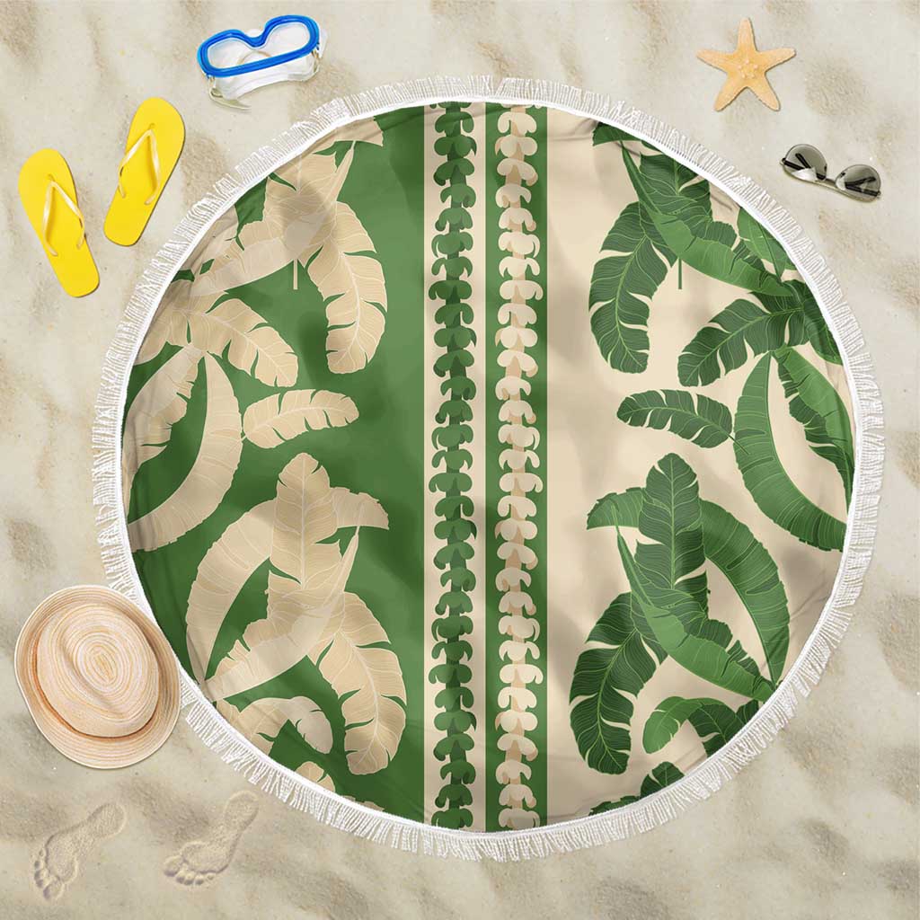 Hawaii Pua Kenikeni Lei Beach Blanket With Lau Maia Green LT05 One Size 150cm Green - Polynesian Pride