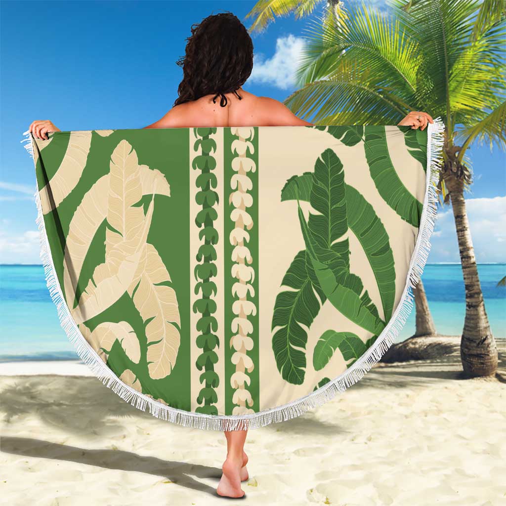 Hawaii Pua Kenikeni Lei Beach Blanket With Lau Maia Green LT05 - Polynesian Pride