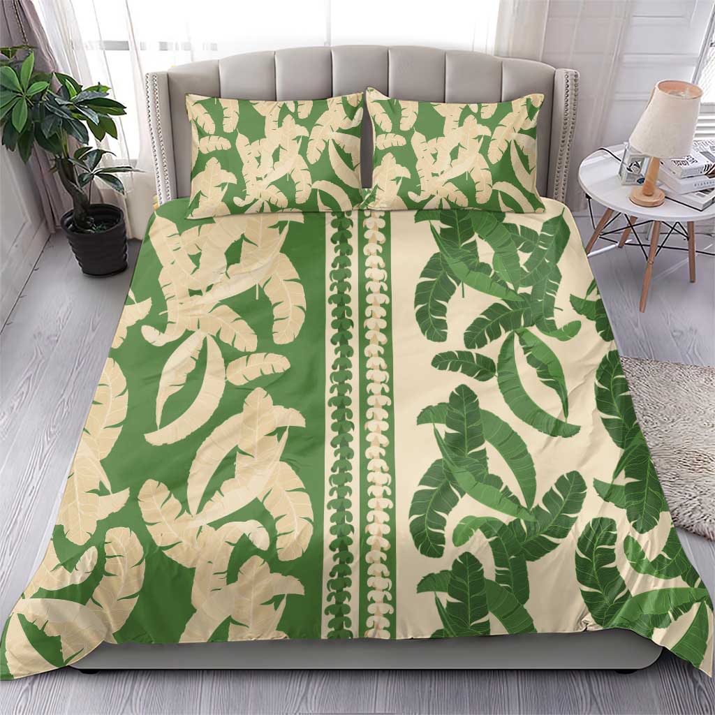 Hawaii Pua Kenikeni Lei Bedding Set With Lau Maia Green LT05 - Polynesian Pride