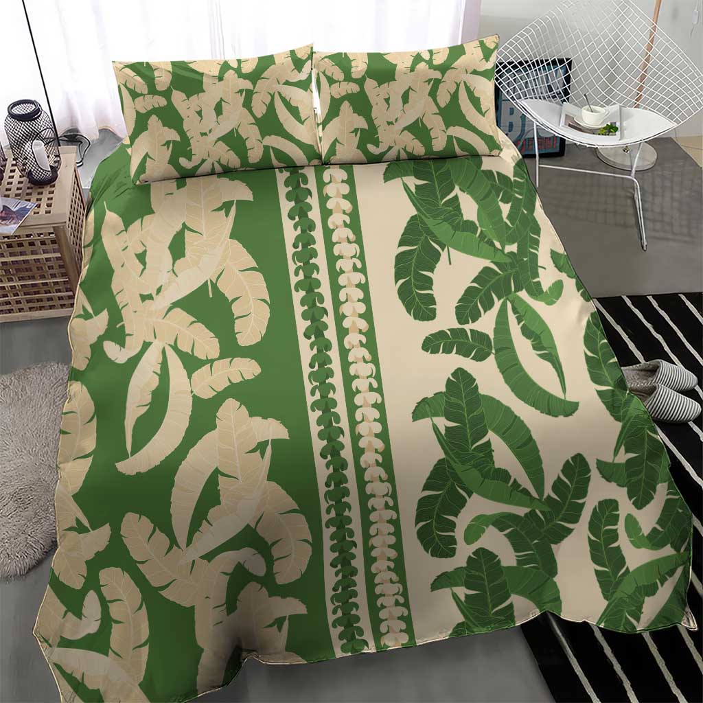 Hawaii Pua Kenikeni Lei Bedding Set With Lau Maia Green LT05 - Polynesian Pride