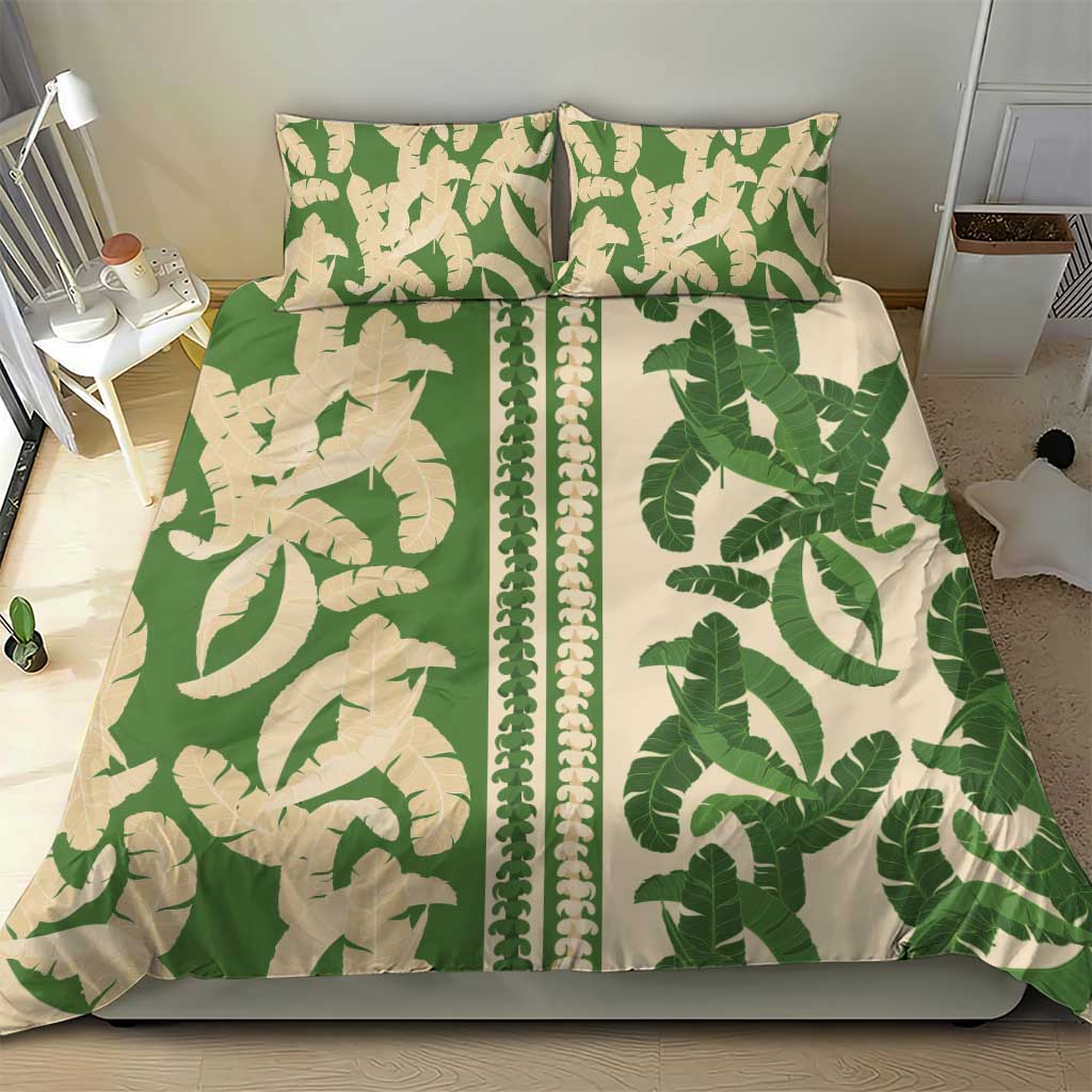 Hawaii Pua Kenikeni Lei Bedding Set With Lau Maia Green LT05 - Polynesian Pride