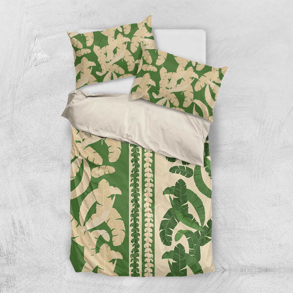 Hawaii Pua Kenikeni Lei Bedding Set With Lau Maia Green LT05 US Twin 172cm x 218cm Green - Polynesian Pride