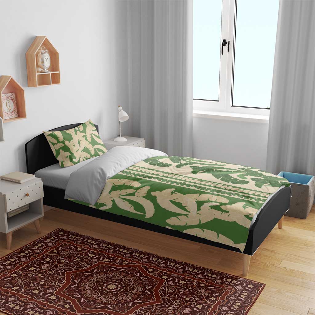 Hawaii Pua Kenikeni Lei Bedding Set With Lau Maia Green LT05 - Polynesian Pride