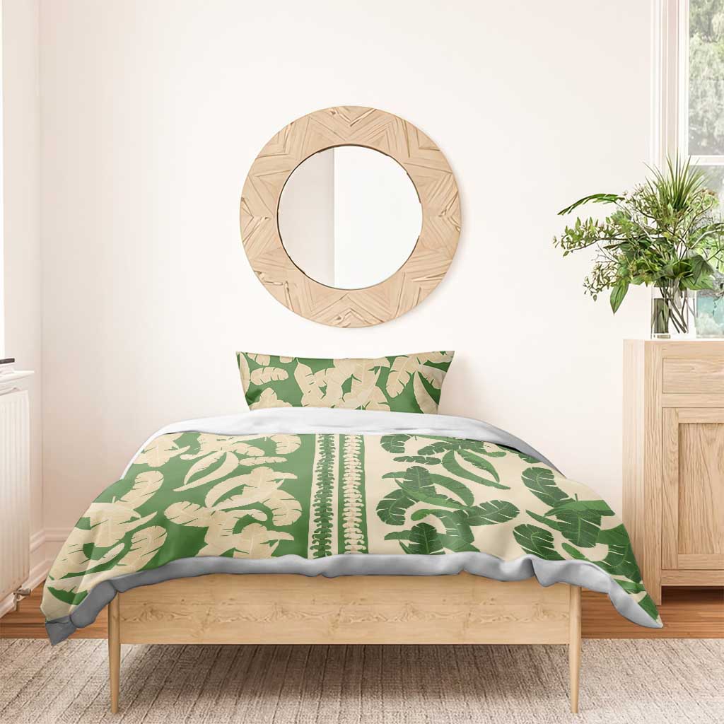 Hawaii Pua Kenikeni Lei Bedding Set With Lau Maia Green LT05 - Polynesian Pride