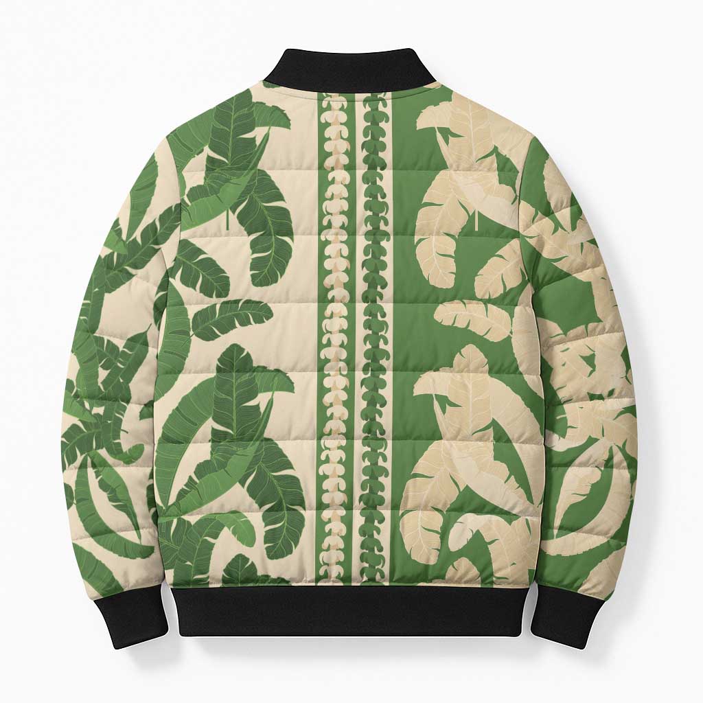 Hawaii Pua Kenikeni Lei Bomber Puffer Jacket With Lau Maia Green LT05 - Polynesian Pride