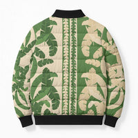 Hawaii Pua Kenikeni Lei Bomber Puffer Jacket With Lau Maia Green LT05 - Polynesian Pride