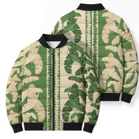 Hawaii Pua Kenikeni Lei Bomber Puffer Jacket With Lau Maia Green LT05 - Polynesian Pride