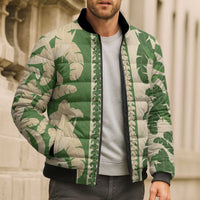 Hawaii Pua Kenikeni Lei Bomber Puffer Jacket With Lau Maia Green LT05 - Polynesian Pride