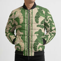 Hawaii Pua Kenikeni Lei Bomber Puffer Jacket With Lau Maia Green LT05 - Polynesian Pride