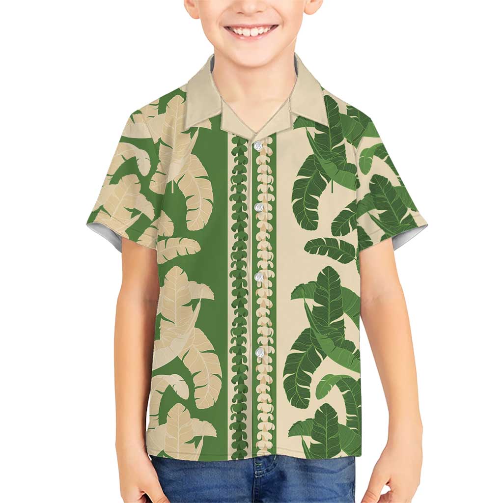 Hawaii Pua Kenikeni Lei Kid Hawaiian Shirt With Lau Maia Green LT05 Kid Green - Polynesian Pride