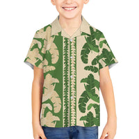 Hawaii Pua Kenikeni Lei Kid Hawaiian Shirt With Lau Maia Green LT05 Kid Green - Polynesian Pride