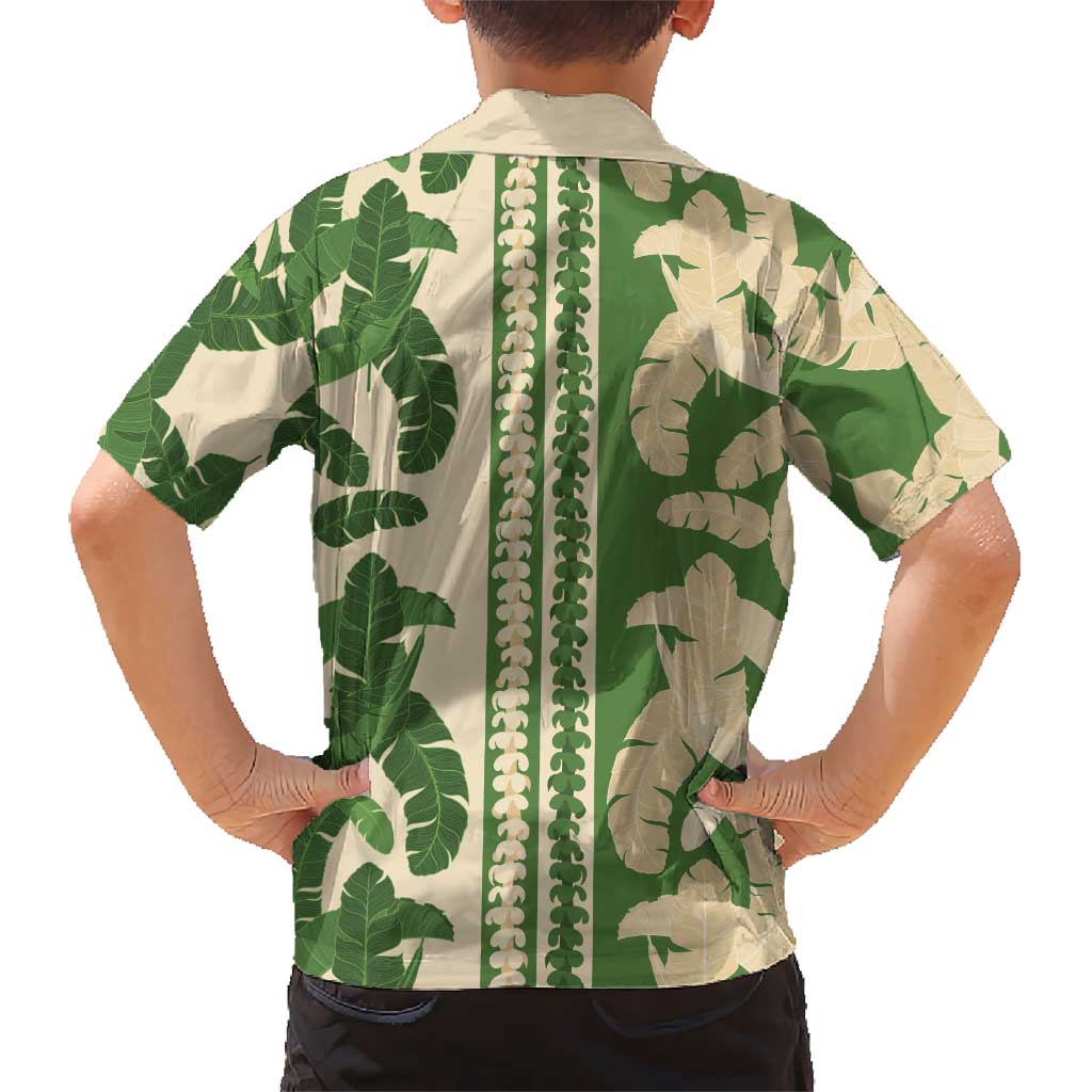 Hawaii Pua Kenikeni Lei Kid Hawaiian Shirt With Lau Maia Green LT05 - Polynesian Pride