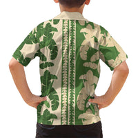 Hawaii Pua Kenikeni Lei Kid Hawaiian Shirt With Lau Maia Green LT05 - Polynesian Pride
