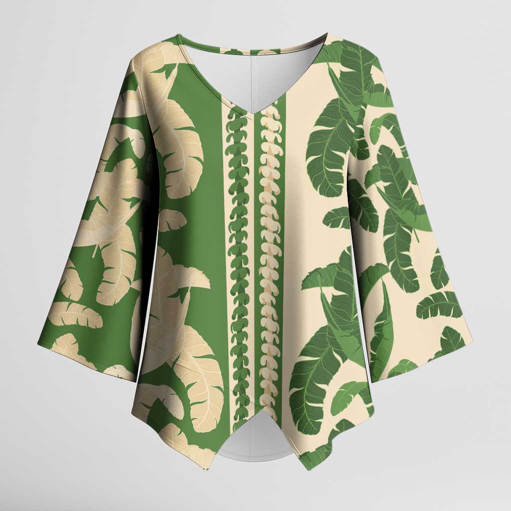 Hawaii Pua Kenikeni Lei Kimono Sleeve Blouse With Lau Maia Green LT05 Female Green - Polynesian Pride